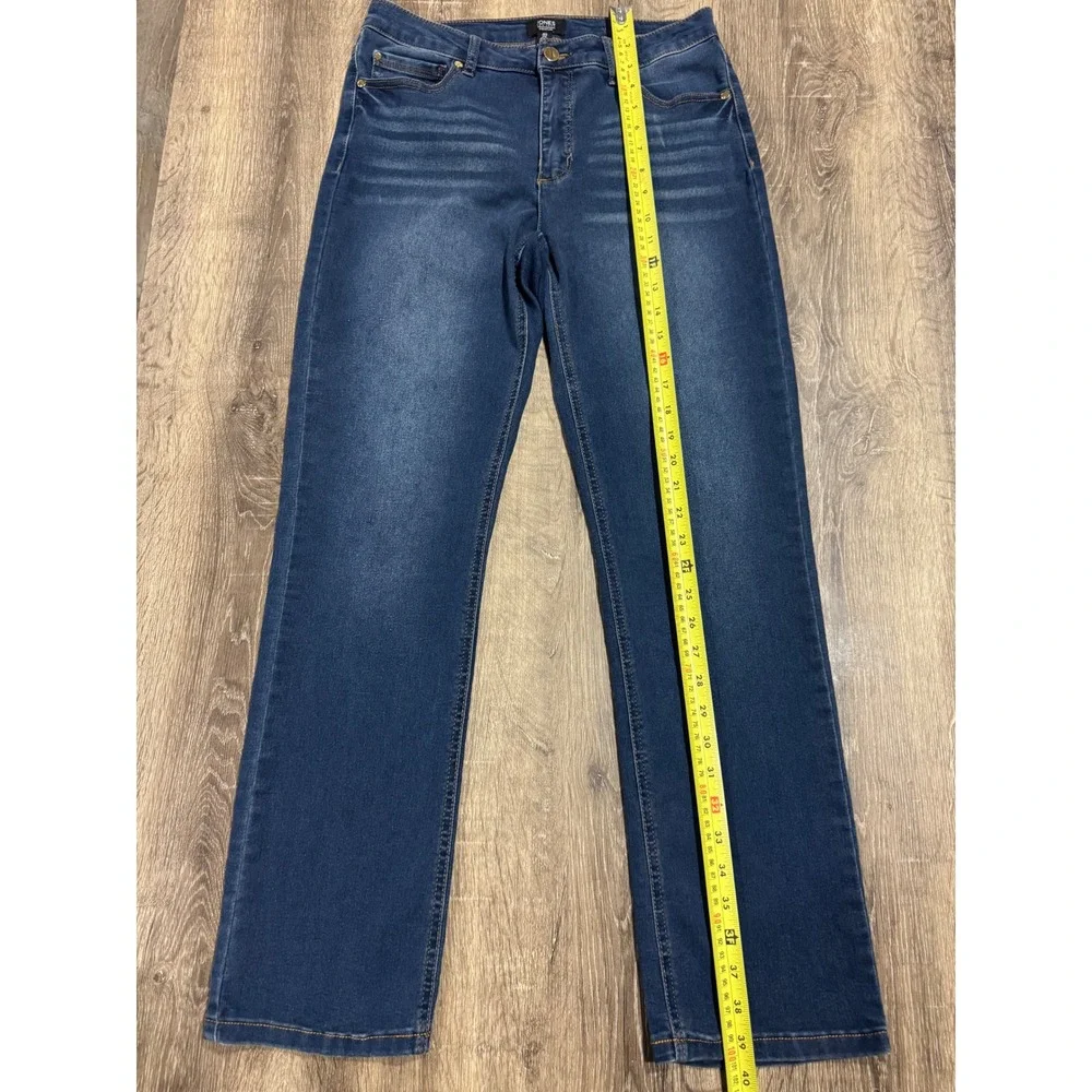 Jones New York Signature Lexington Straight Jeans Blue Dark Wash JPMS9DP253 Sz 6 - Picture 9 of 13